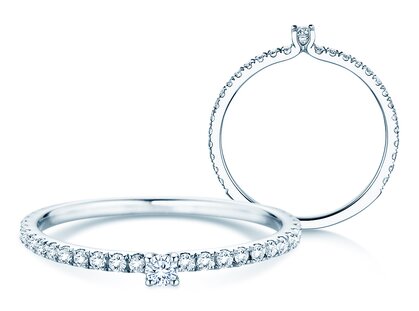 Verlobungsring Classic 4 Pavé in Platin 950/- mit Diamanten 0,30ct G/SI