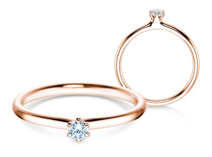 Verlobungsring Classic 6 in 14K Roségold mit Diamant 0,07ct G/SI