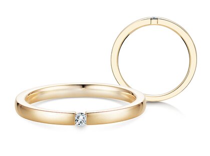 Verlobungsring Infinity in 14K Gelbgold mit Diamant 0,03ct G/SI