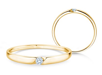 Verlobungsring Italic Petite in 14K Gelbgold mit Diamant 0,04ct G/SI