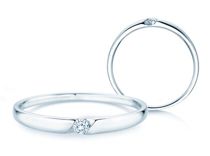 Verlobungsring Italic Petite in Silber 925/- mit Diamant 0,04ct G/SI