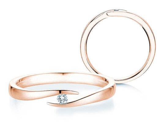 Verlobungsring Twist in 9K Roségold mit Diamant 0,03ct